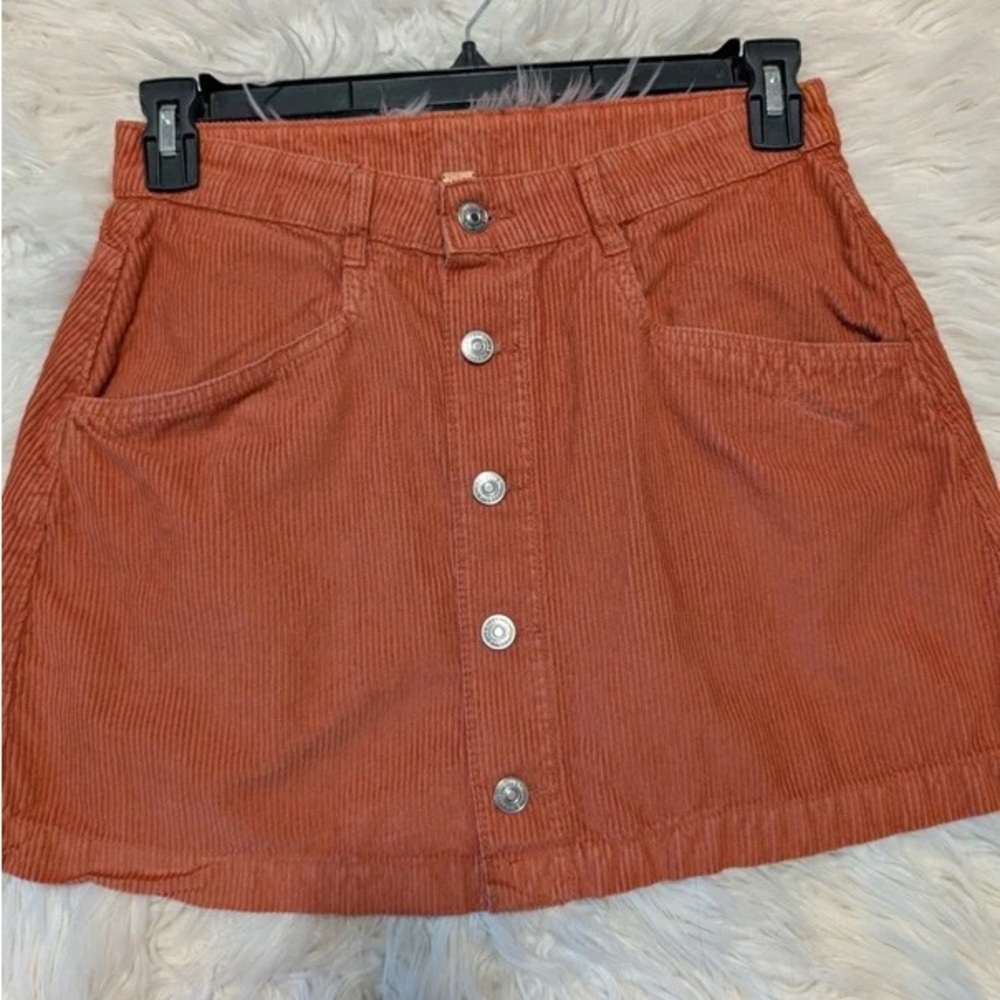 Free People Rust Orange Corduroy Mini Skirt